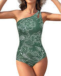 Costum de baie pe un umăr, floral – M