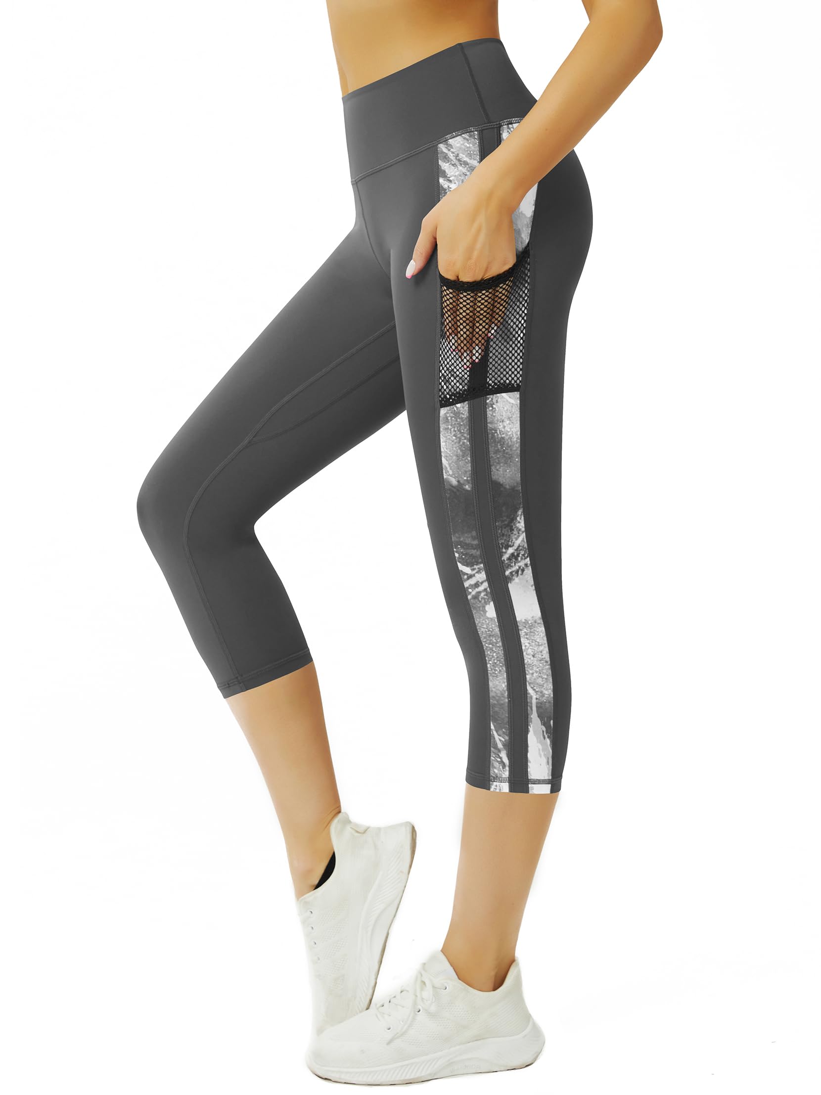 Pantaloni 3/4 de yoga cu buzunare – L