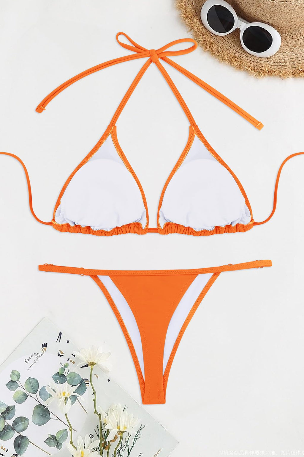 Set bikini portocaliu cu slip brazilian – S