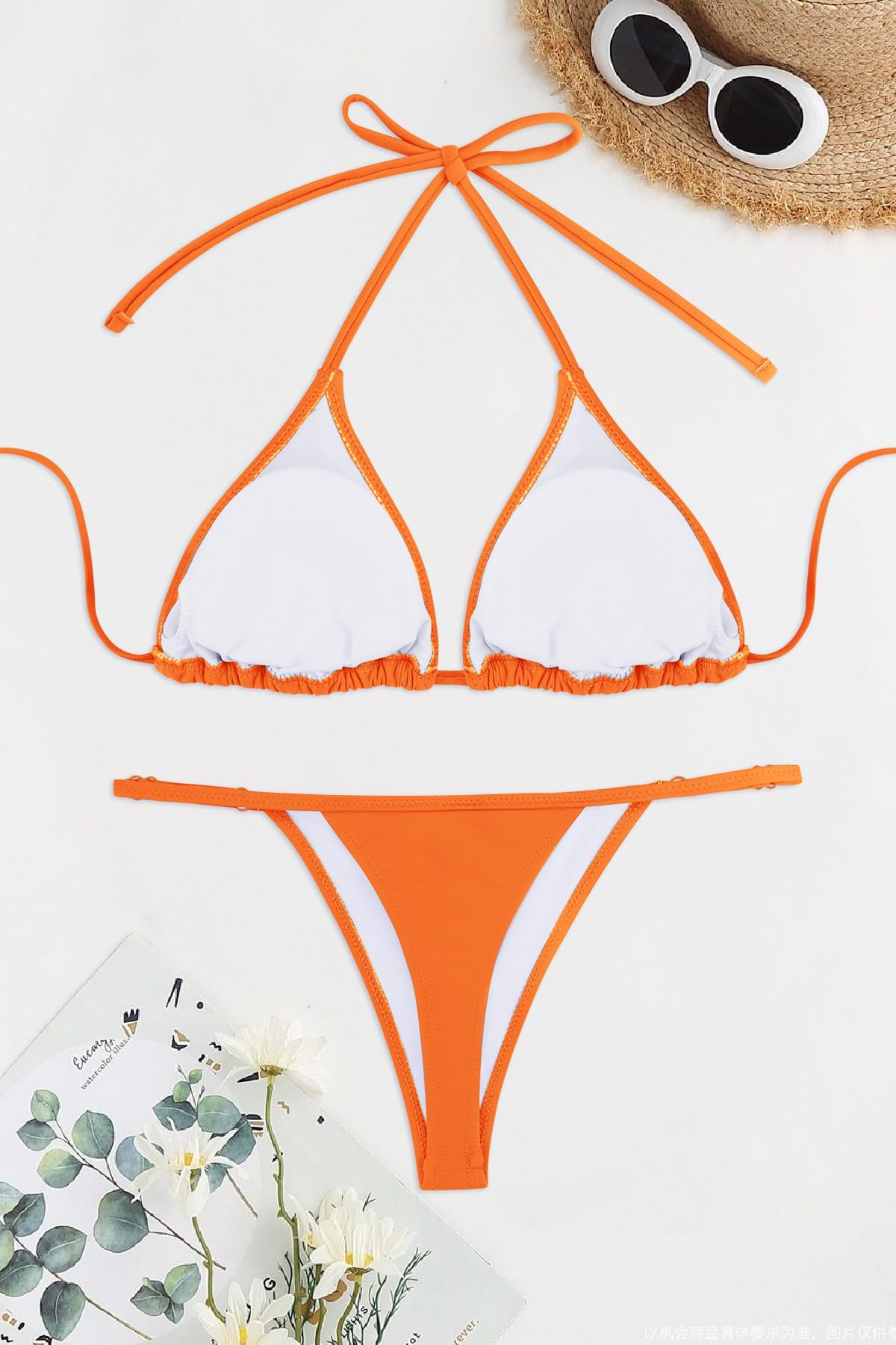 Set bikini portocaliu cu slip brazilian – S